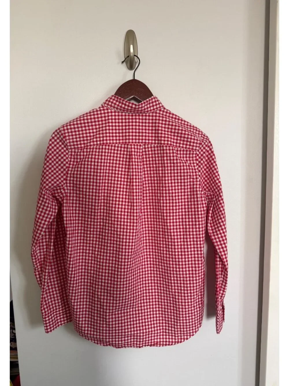 Ralph Lauren Boys Red White Gingham Button Down Shirt Large 14/16 Like New